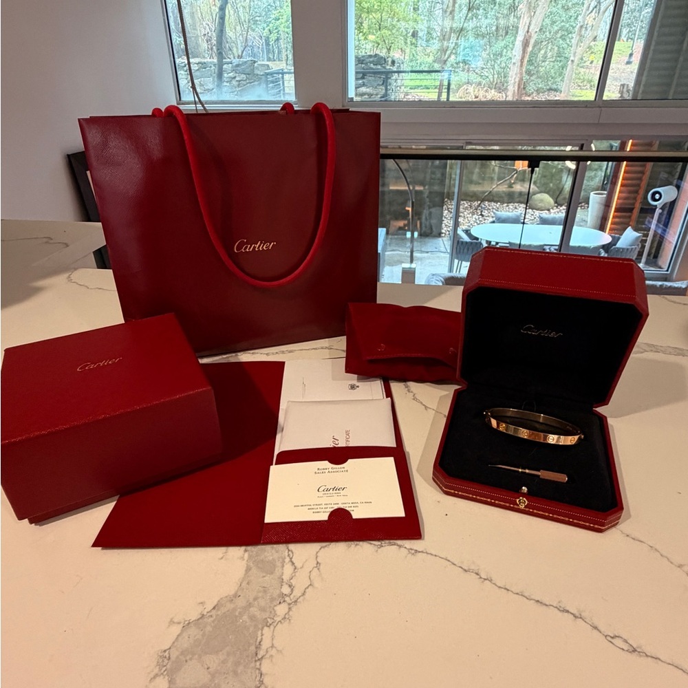 Cartier LOVE Bracelet Classic Model 18K Rose Gold Size 19 w/ Box & COA